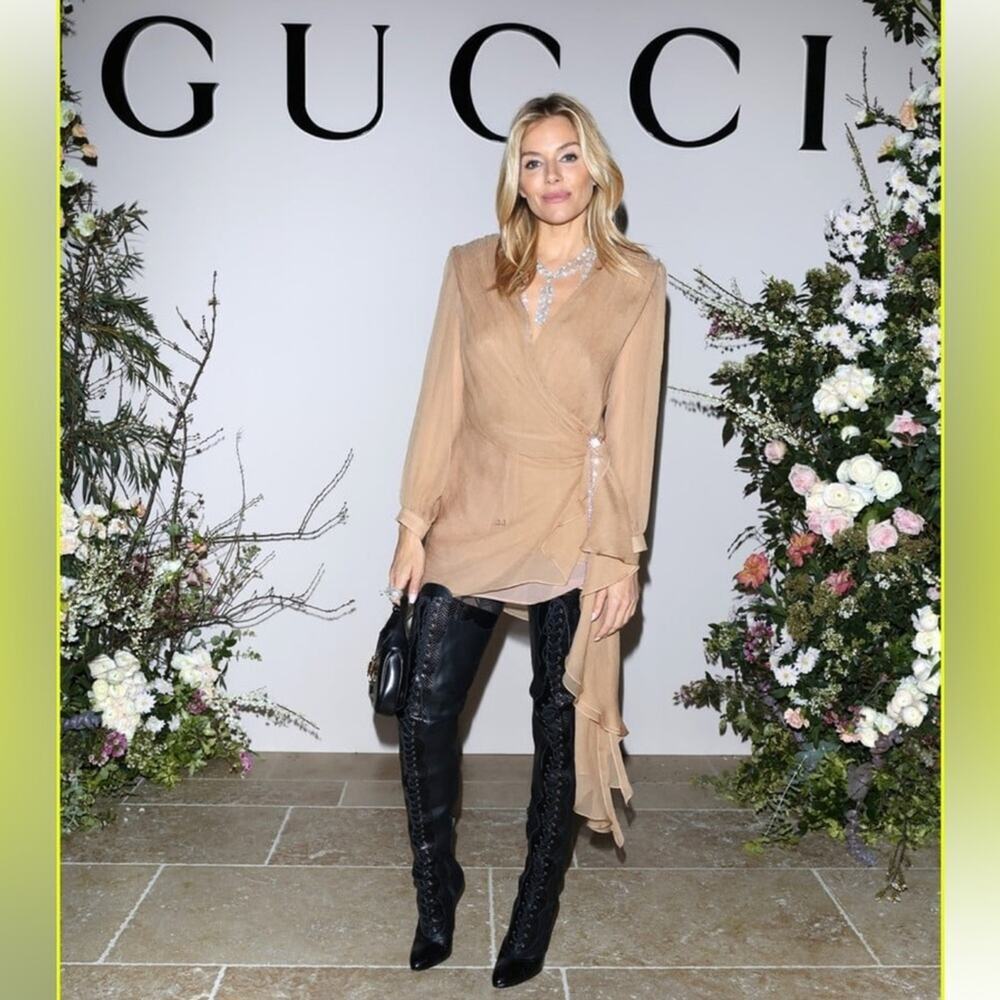 NEW Gucci Harriet Cruise 2023 Snake Emboss Over The Knee High Heel Boots 37 - Picture 3 of 12
